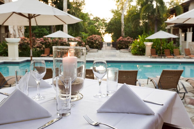 Poolside dining, Pullman Palm Cove Sea Temple Resort and Spa